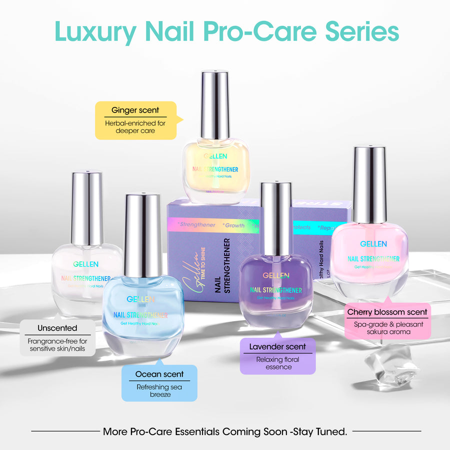 Gellen 15ml Nail Strengthener, Air Dry Clear Finish Nail Growth Strengthener for Thin Weak and Damaged Nails Repair Solution with Protein Keratin Calcium Nourish Nail Care Treatment, Unscented