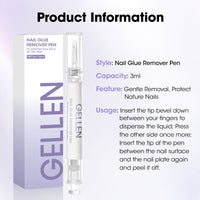 Gellen Nail Glue Remover Pen, 2Pcs 3ml Nail Glue Remover for UV Nail Glue Press on Nails, Click Remover Pen Design and Remove for Fake Nails Tips, Alcohol Acetone Free Fast Remove Gel Glue
