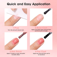 Gellen Nail Polish, Quick Air Dry 6 Colors Nail Lacquer Set Classic Jelly Nude Brown Nail Polish Set for Nail Manicure DIY Art Home, No UV Light Needed, 0.33 Fl.oz