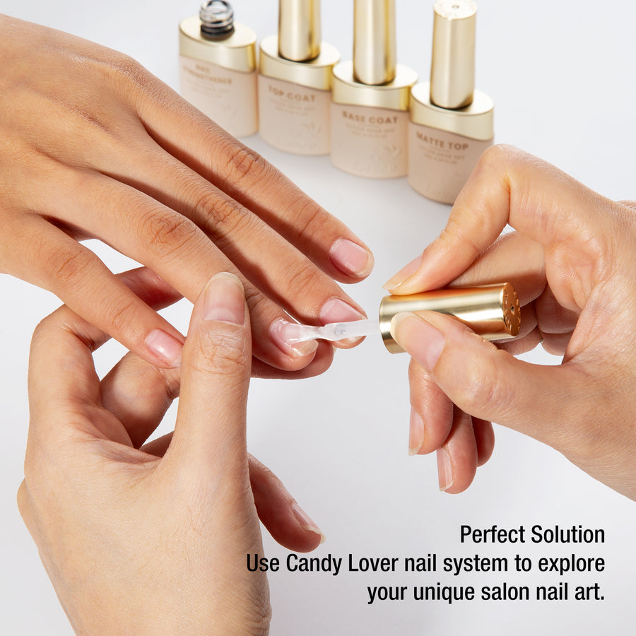 Candy Lover Gel Nail Polish Top and Base Coat, 4Pcs Gel Base Coat Glossy&Matte Top Coat & Nail Strengthener Kit, Base Top Coat Nail Polish Nail Strengthener Set