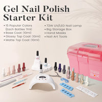 Candy Lover Gel Nail Polish Kit with LED UV Lamp 72W Nail Dryer, 15 Colors Natural Quick Dry Longer-lasting Gel Polish Starter Kit, UV Nail Polish Sets Gift Nail Polish Kit for Girl Women Fall Winter