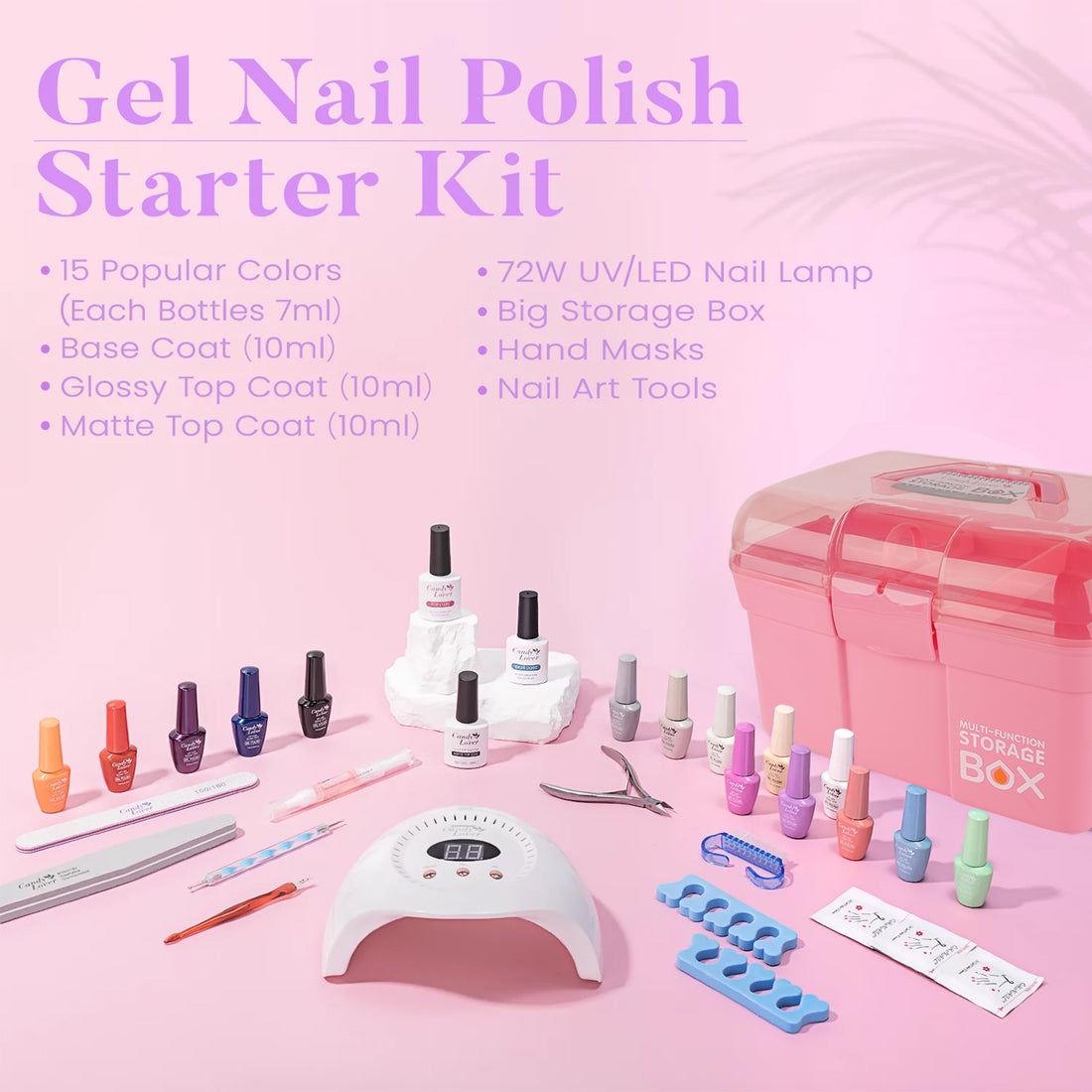 Candy Lover Gel Nail Polish Kit with UV Lamp, 15 Colors Gel Polish Starter Kit with 72W Nail Dryer, UV Nail Polish Kit Gift for Girl Women