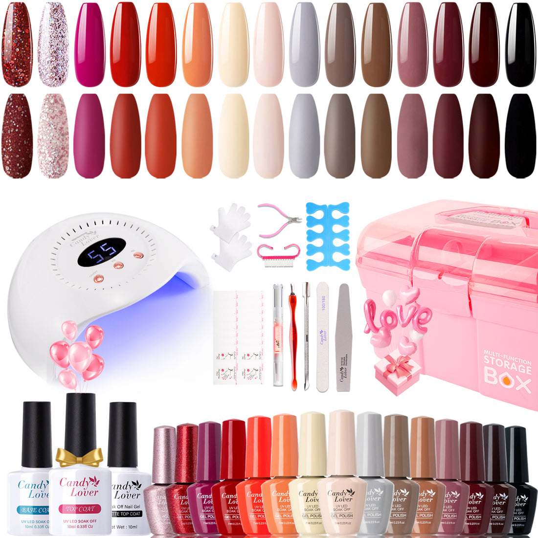 Candy Lover Gel Nail Polish Kit with UV Lamp, Natural Quick Dry Longer-lasting Nail Polish Sets, 15 Colors Gel Polish Starter Kit, Nail Polish Kit Gel Nail Polish Sets Gift Girl Teen Lady Women