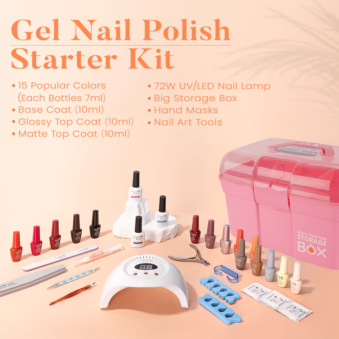 Candy Lover Gel Nail Polish Kit with UV Lamp, Natural Quick Dry Longer-lasting Nail Polish Sets, 15 Colors Gel Polish Starter Kit, Nail Polish Kit Gel Nail Polish Sets Gift Girl Teen Lady Women