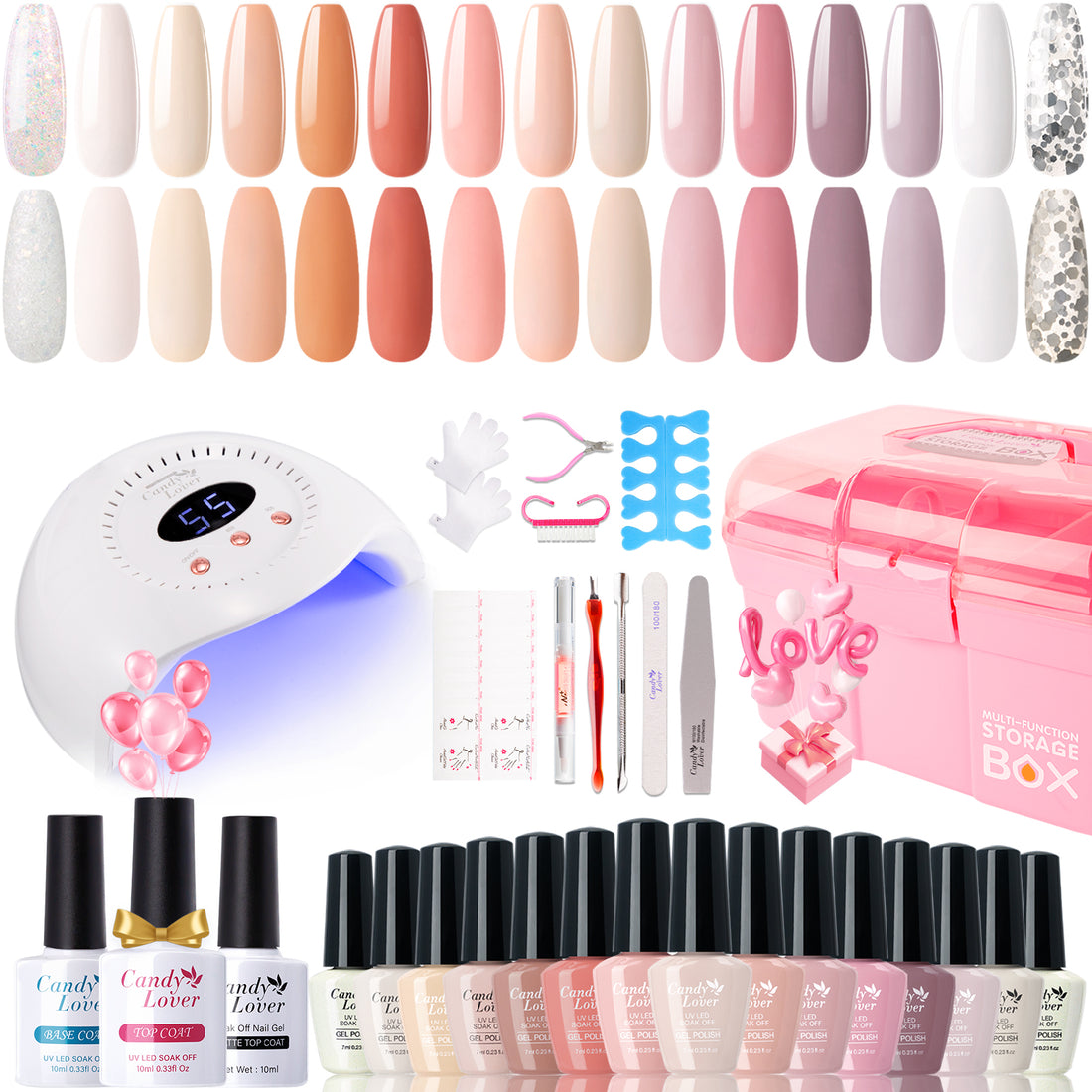 Candy Lover Gel Nail Polish Kit with UV Lamp, 72W Nail Dryer, 15 Colors Quick Dry Long-lasting Gel Nail Polish, Gel Nail Polish Sets, Nail Polish Kit for Teen Girl Lady Womens Manicure DIY Nail Gift
