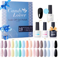Candy Lover Gel Nail Polish Kit with Top Coat Base Coat Matte Coat, Natural Quick Dry Long-Lasting Gel Polish, 16 Colors Gel Nails, Spring Summer Gel Nail Polish Gift Sets for Home Salon Nail Art DIY
