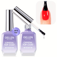 Gellen Gel Top Coat, 2Pcs 18ML Gel Polish Top Coat Soak Off UV Light Cured, Upgraded Crystal Glossy Top Coat Gel Nail Polish for Salon Nail Art Home Manicure