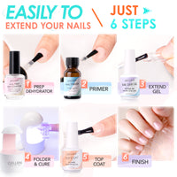 Gellen Nail Tips and Glue Gel Kit, False Nail Set with 240Pcs Half Matte & Glossy Almond Acrylic Fake Nails, Nail Glue Base Gel and LED Nail Lamp